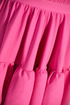 A-Line Hot Pink Straps Tiered Short Homecoming Dress