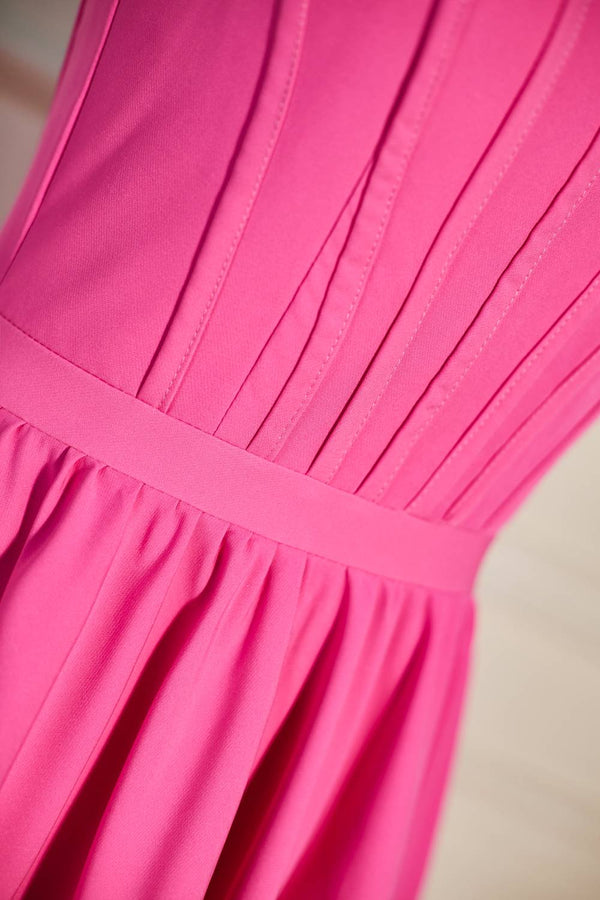 A-Line Hot Pink Straps Tiered Short Homecoming Dress