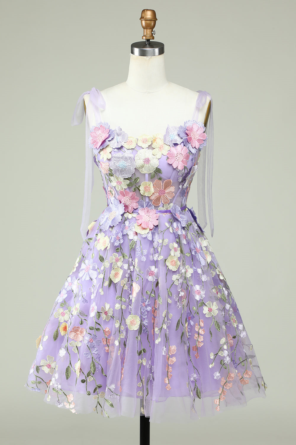 open lace back dress Long Lavender Purple Sequin-Print Prom Dress Lavender / 2 main image 0
