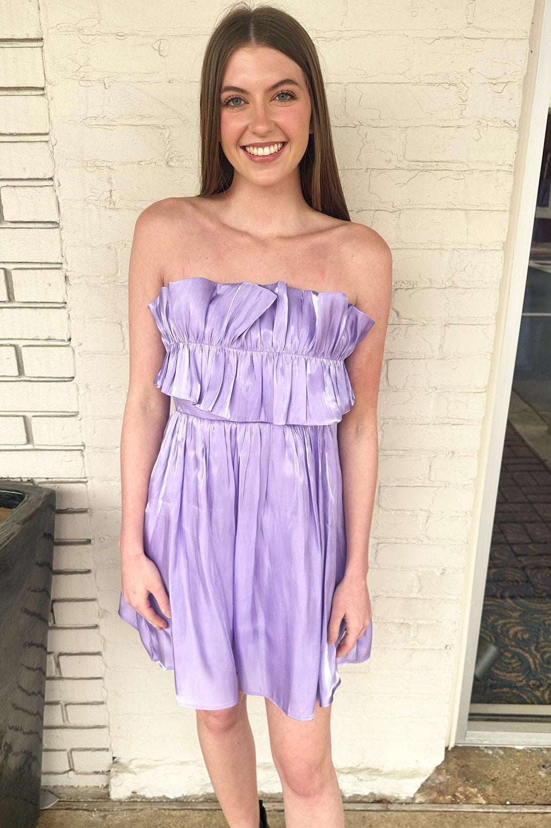 Strapless Lavender Ruffles Short Party Dress – FancyVestido