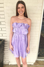 Strapless Lavender Ruffles Short Party Dress