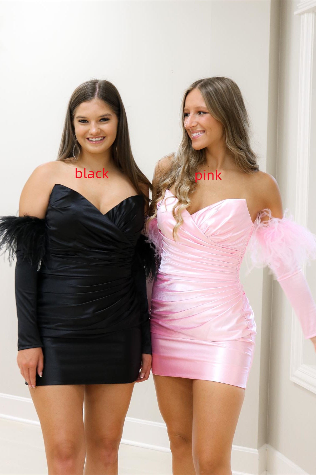 oh polly homecoming dress Ruched Blue Strapless Bodycon Homecoming Dress with Long Sleeves – FancyVestido