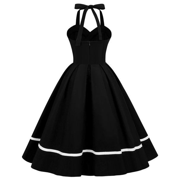 A-Line Hot Pink Halter 1950s Dress