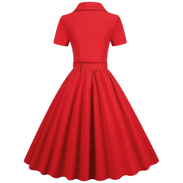 Hepburn Style Blush Pink Vintage Dress with Short Sleeves