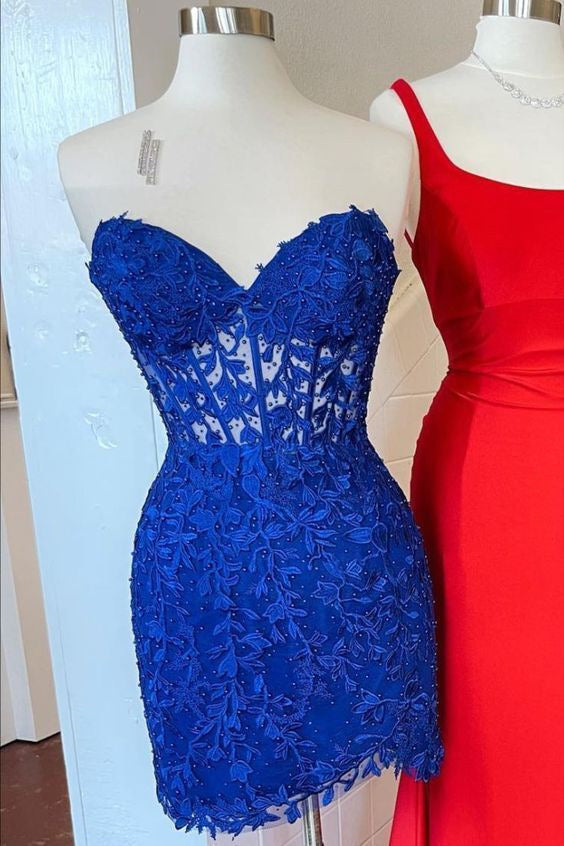 Sweetheart Yellow Lace Corset Tight Homecoming Dress