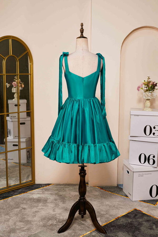 Hot Pink Bow Tie Ruffle Short Homecoming Dress