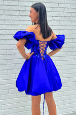 Sweetheart Royal Blue Mirror Sequin Short Homecoming Dress