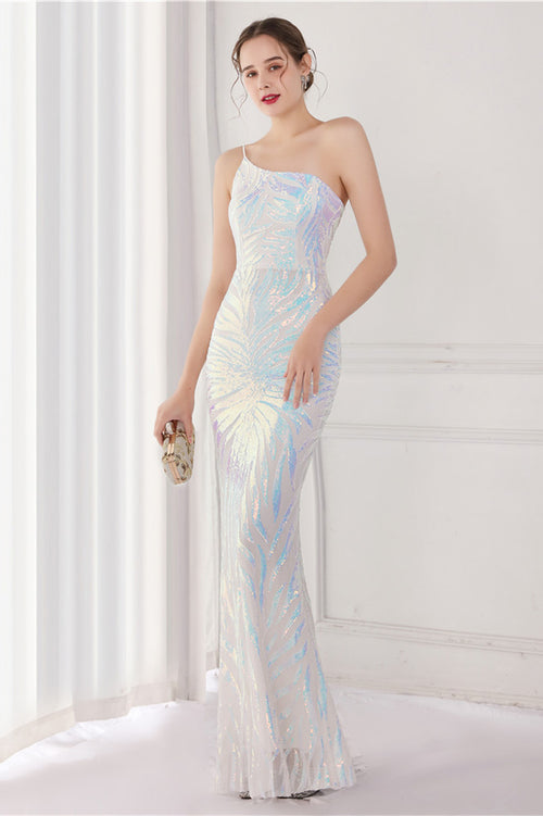 One Shoulder Sequin Mermaid Long Evening Dress