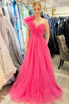 Princess Ruffled One Shoulder A-Line Tulle Prom Dress