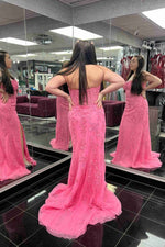 Strapless Lace Corset Mermaid Slit Long Prom Dress