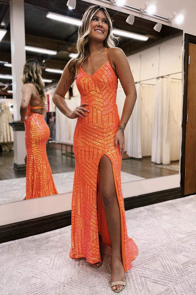v neck prom dresses Sequins Lace Backless Mermaid Formal Dress ARD2736 More colors Dark Blue V Neck Satin