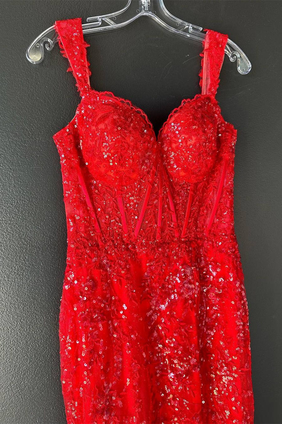 sequin mermaid dress corset prom dress with slit