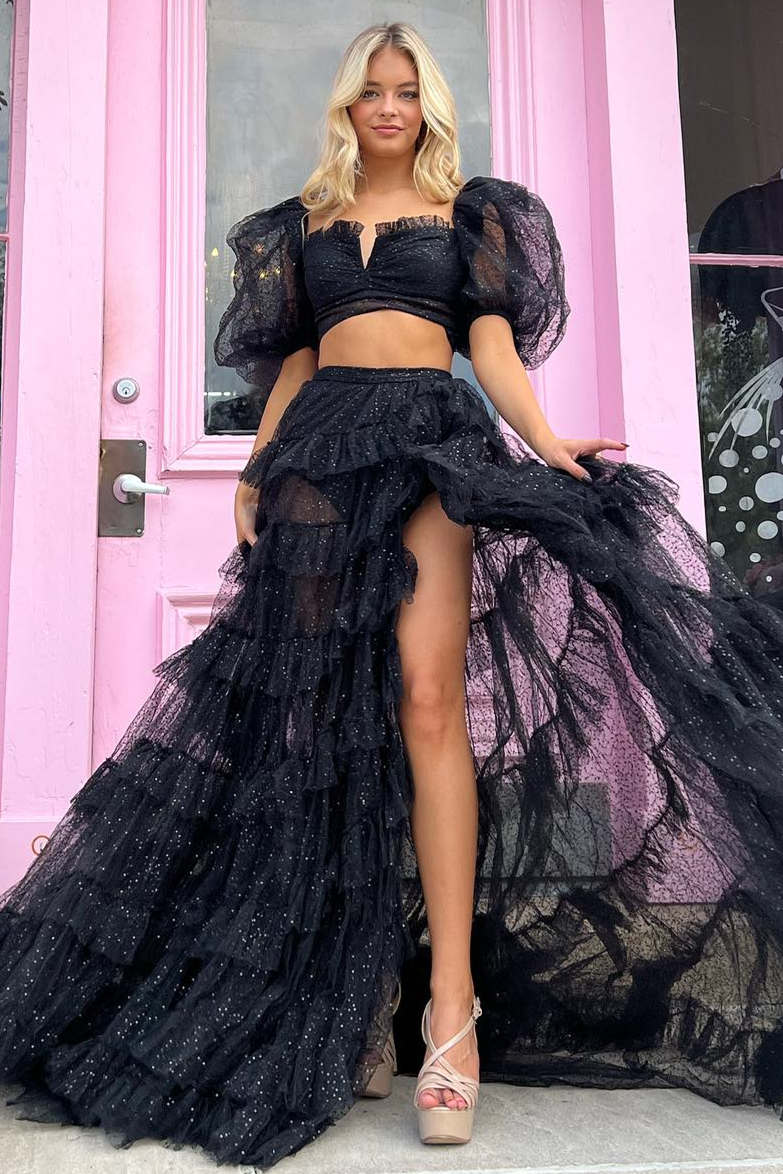 Two Piece Black Long Sleeve Prom Dresses Halter Two Piece Lace Prom Dress Floor Length Bridelily Two Piece Black Long Sleeve Prom Dresses Halter Two Piece Lace Prom Dress Floor Length Bridelily