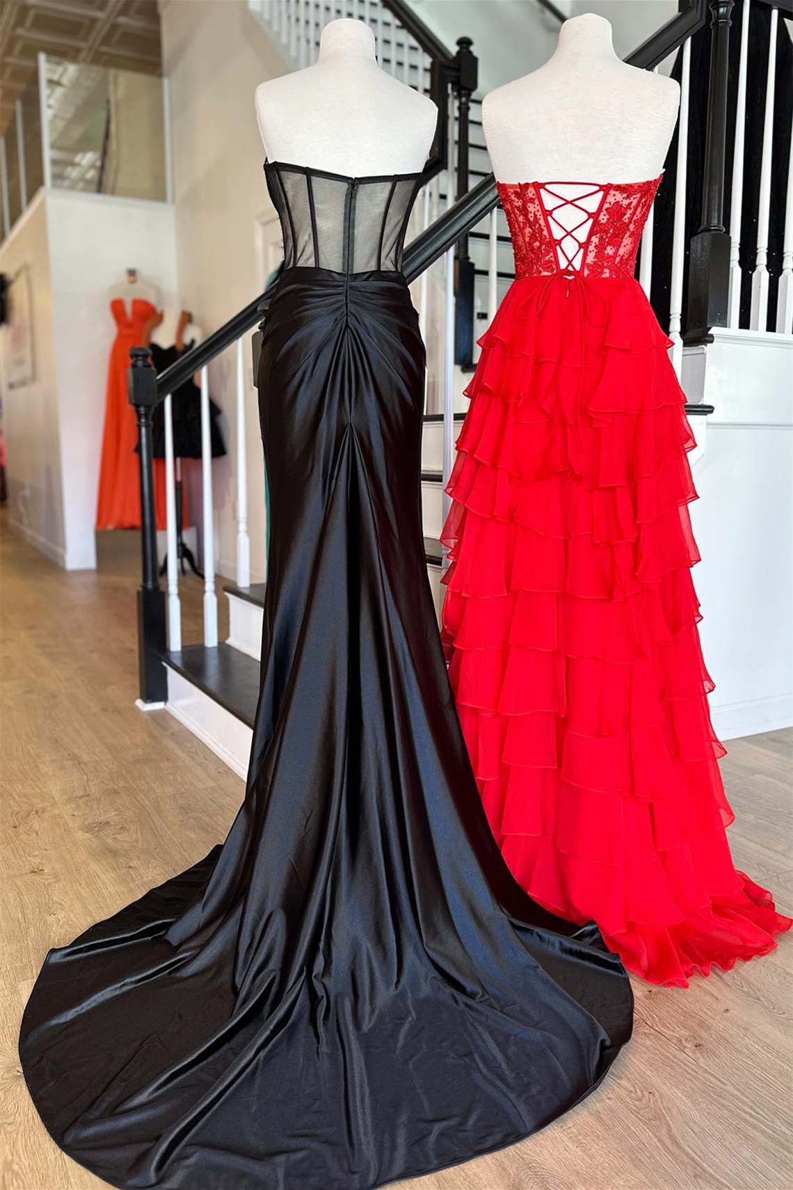 Strapless Sweetheart Wine Red Beaded Chiffon Long Prom Dress
