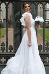 Lace-Up Fuchsia V-Neck Ruffle Pleated Long Prom Dress