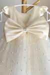 Ivory Flying Sleeves Flower Girl Dress with Pearls
