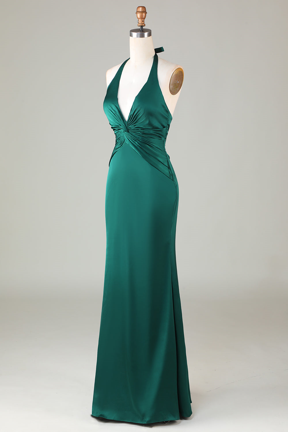 Halter Emerald Green Ruched Mermaid Bridesmaid Dress FancyVestido Halter Emerald Green Ruched Mermaid Bridesmaid Dress FancyVestido