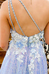 Lilac One Shoulder 3D Flowers Sequin Long Formal Dress