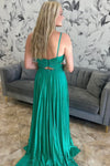 Emerald Green Pleated A-Line Formal Dress