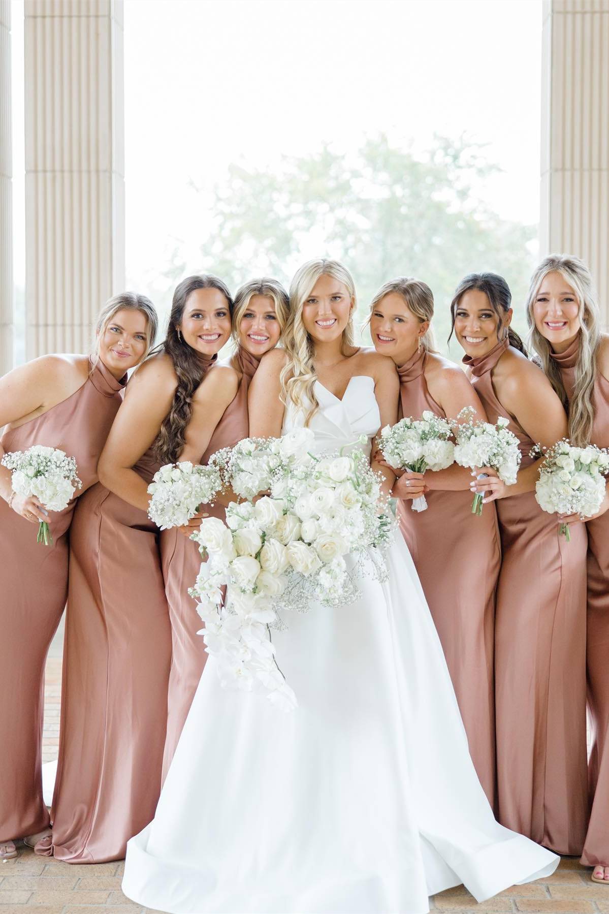 Elegant High Neck Dusty Rose Long Bridesmaid Dress FancyVestido Elegant High Neck Dusty Rose Long Bridesmaid Dress FancyVestido