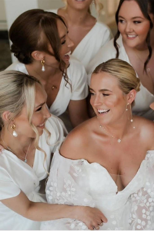 Plunging V-Neck White Twist Long Bridesmaid Dress