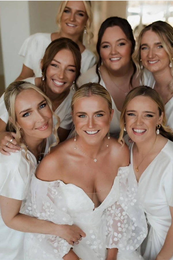 Plunging V-Neck White Twist Long Bridesmaid Dress