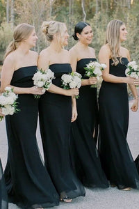 black strapless bridesmaid dresses Solar Stretch Satin Mermaid Dress Sleeveless Back My favourite look; black bridesmaids