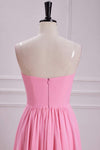 Sweetheart Candy Pink A-Line Chiffon Maxi Dress with Bow