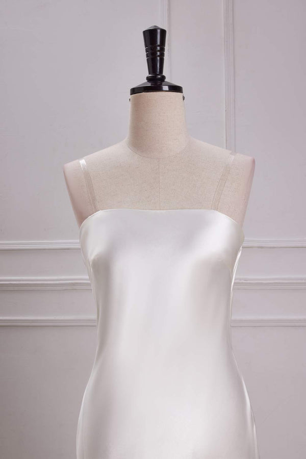 White Cowl Back Satin Mermaid Maxi Dress