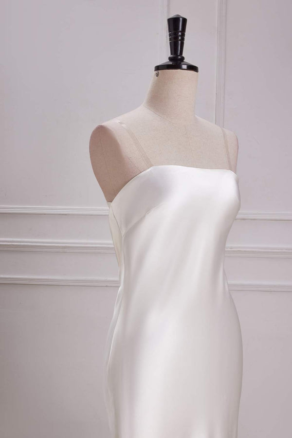 White Cowl Back Satin Mermaid Maxi Dress
