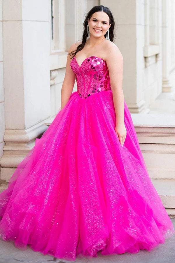 Glitter Sweetheart Black Long Prom Ball Gown