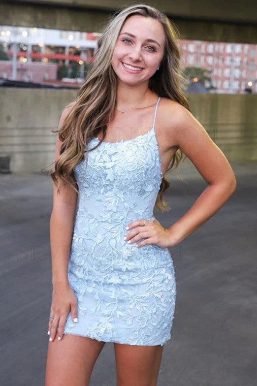 Tight Red Lace Short Homecoming Dress