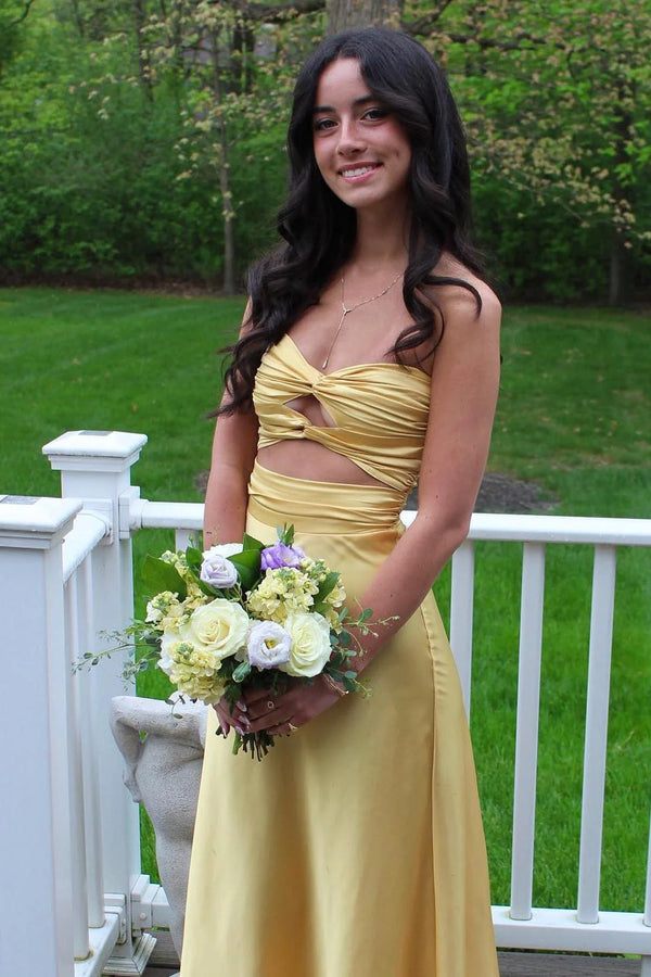 Chic Strapless Twist Knot Sheath Long Maxi Prom Dress