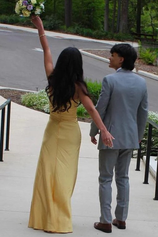 Chic Strapless Twist Knot Sheath Long Maxi Prom Dress