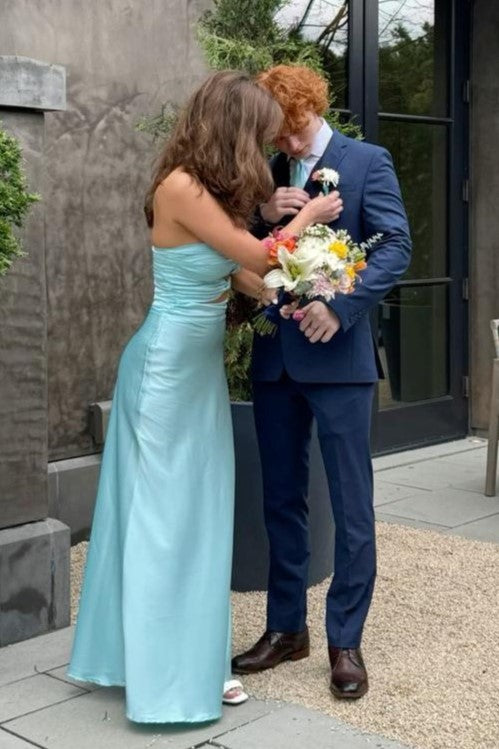 Chic Strapless Twist Knot Sheath Long Maxi Prom Dress