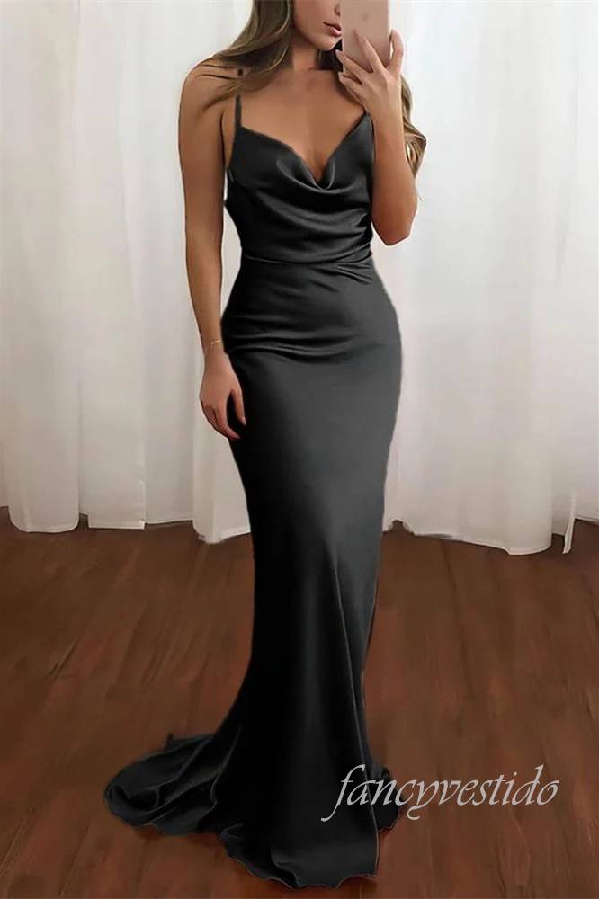 Elegant Red Bateau Sheath Long Mermaid Prom Dress