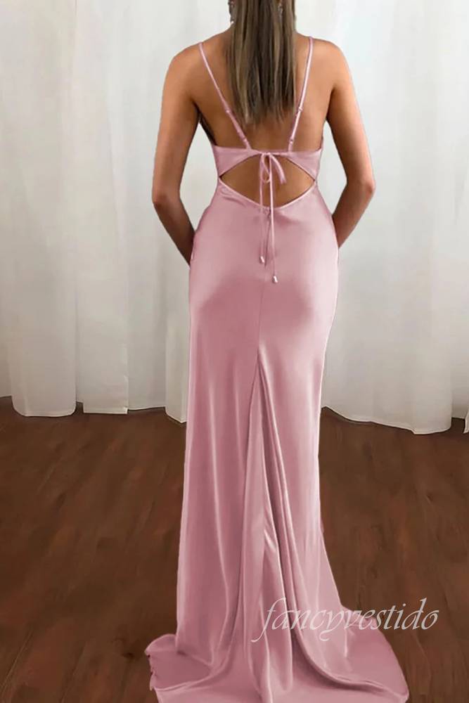 Elegant Red Bateau Sheath Long Mermaid Prom Dress