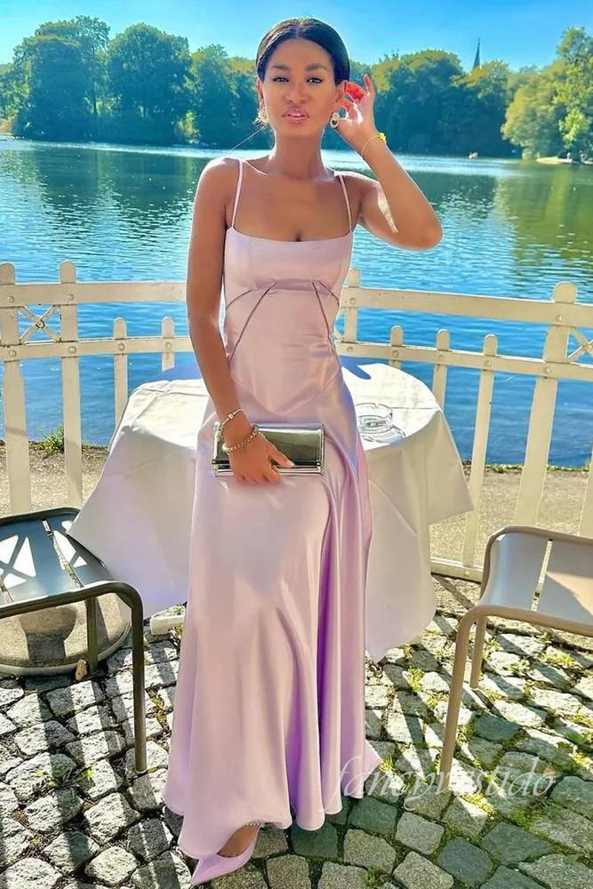 Elegant Fuchsia Bateau A-Line Satin Prom Dress