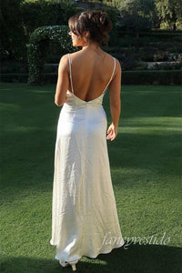 Elegant Ivory Pleated Long Maxi Dress with Open Back
