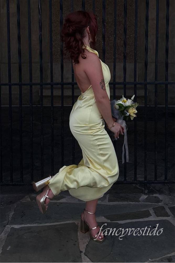 Elegant Halter Tulip Long Dress with Open Back
