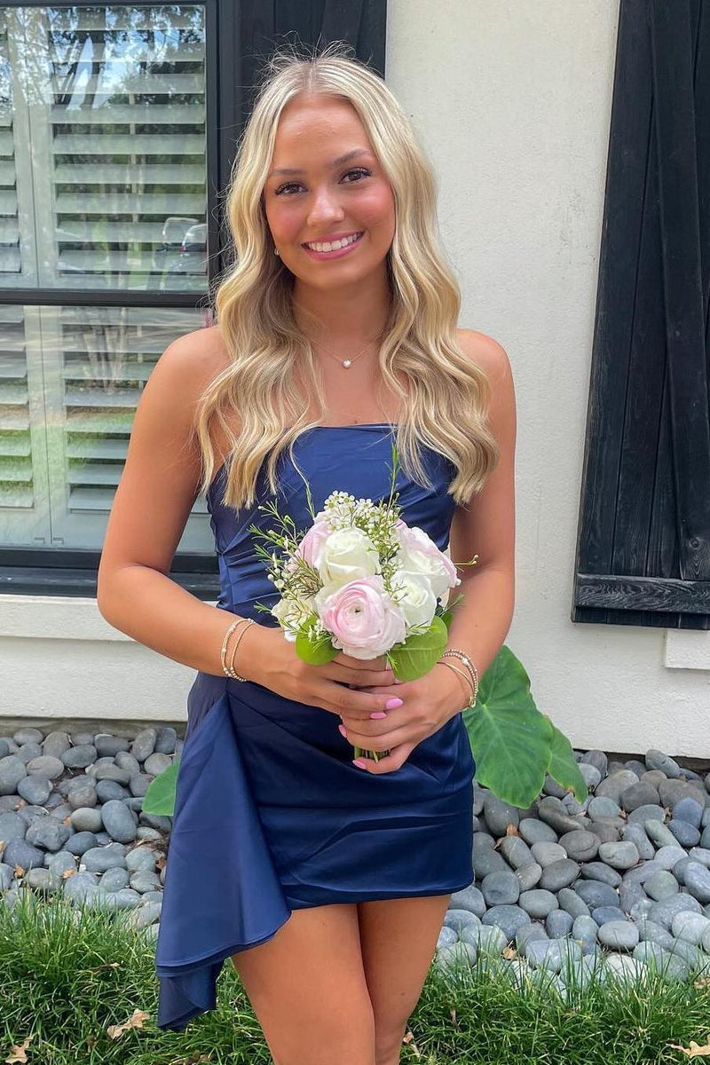 Elegant Strapless Blue Ruffle Bodycon Homecoming Dress FancyVestido Elegant Strapless Blue Ruffle Bodycon Homecoming Dress FancyVestido