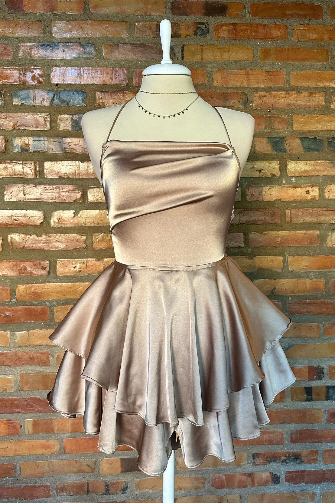 Straps Sage Ruffle A-Line Homecoming Dress with Lace-up