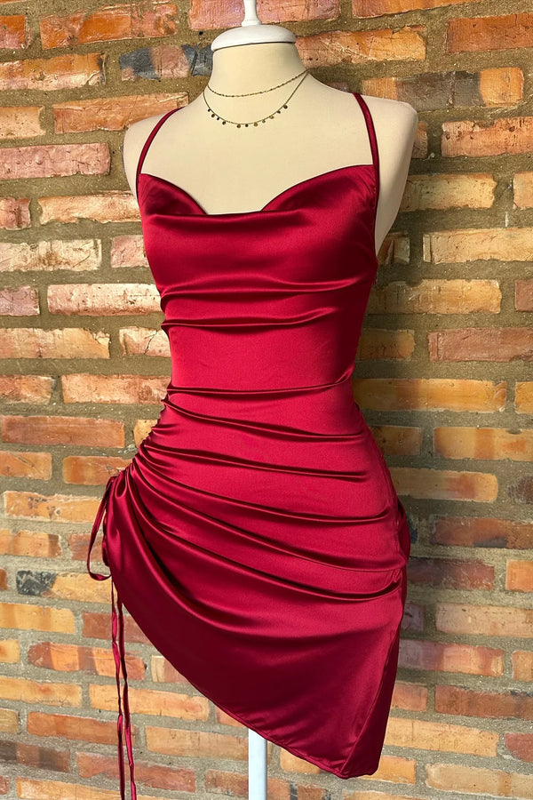 Royal Blue Pleated Bodycon Homecoming Dress with Lace-up