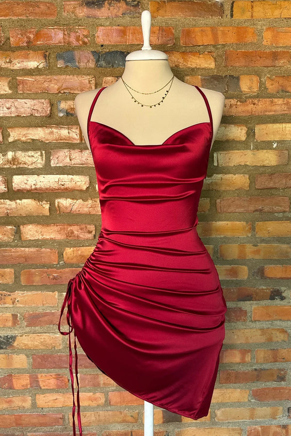 Royal Blue Pleated Bodycon Homecoming Dress with Lace-up