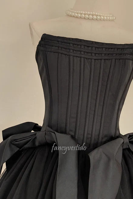 Strapless Boned A-Line Homecoming Dress with Bow