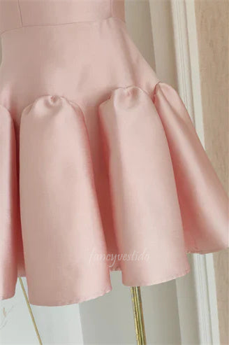 Pink A-Line Homecoming Dress with 3D Floral