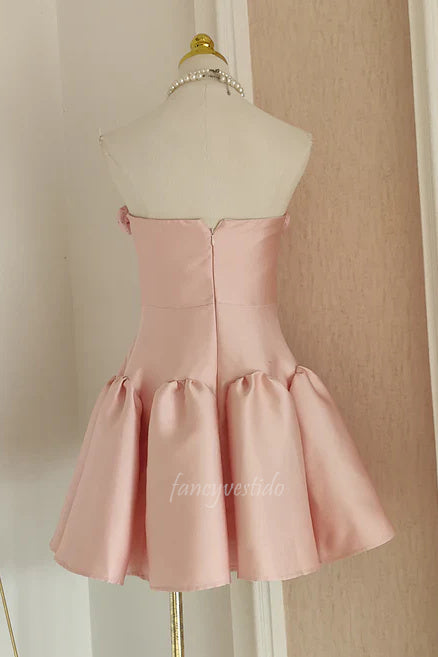 Pink A-Line Homecoming Dress with 3D Floral