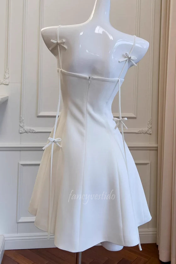 Spaghetti Straps Tight Homecoming Dress with Bow