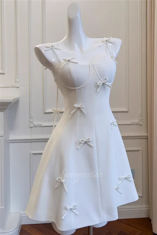 Spaghetti Straps Tight Homecoming Dress with Bow