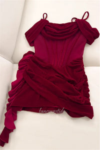 Cold Shoulder Ruched Velevt Bodycon Homecoming Dress